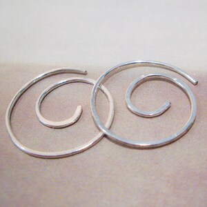 Infinite Spiral Hoops in Hammered Sterling Silver