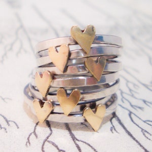 Brass Heart Ring in Sterling Silver