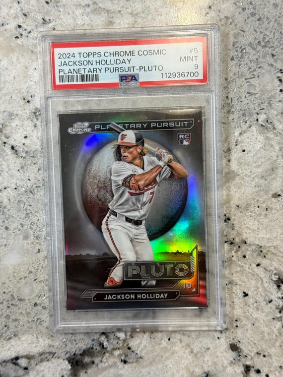2024 Topps Chrome Cosmic Planetary Pursuit Pluto  Jackson Holliday RC   PSA 9  Rare Insert