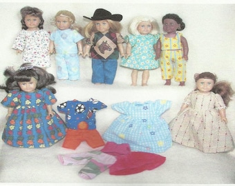 Doll Clothes Pattern fits American Girl Mini Dolls 6.5  6 1/2 inch size dolls