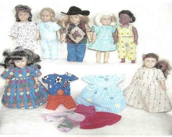 Mini Doll Clothes Pattern 6.5  6 1/2 inch size dolls fits American Girl Mini