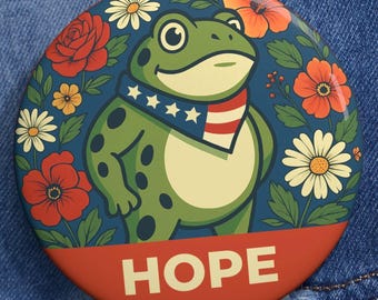 Portland Frog HOPE Pin | Floral Activist Badge
