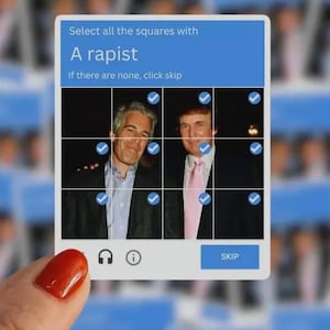 Captcha Meme Sticker: Jeffrey Epstein & Trump Parody - Political Humor - trump stickers