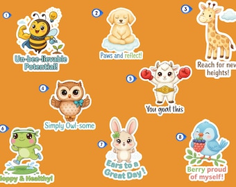 Animal Affirmation Sticker Pack • Positive Pun Vinyl Decals