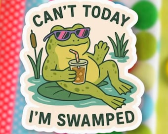Funny Frog Vinyl Sticker | Iced Coffee, Lazy Day Humor