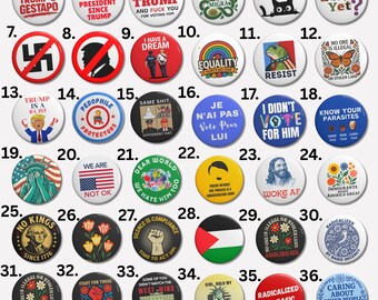 Political Protest Button Set, Anti Trump, Resist ICE, Human Rights Pins