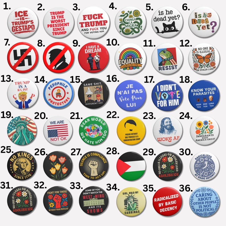 Protest Button Examples Political Protest Button Set, Anti Trump, Resist ICE, Human Rights Pins ...