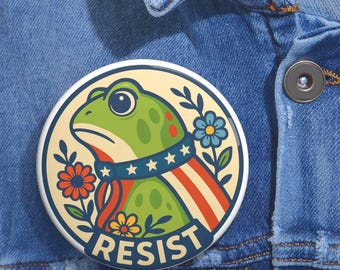 Insignia de activismo político / Pin de rana resistente, estilo ecofeminista