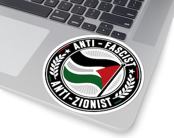 Palestinian Flag Emblem Sticker/Magnet & Pin Button | Anti-Fascist Anti-Zionist Kiss-Cut Sticker