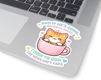 Kawaii Cat Coffee Sticker, Political Humor, Resistance Gift, Laptop Decal