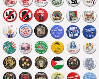 Conjunto de botones de protesta política, anti-Trump, resistencia a ICE, pines de derechos humanos