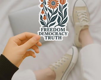 Pegatina política FDT: Calcomanía floral bohemia para activistas