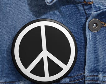 Peace Symbol Pinback Pin Button, Anti War, Peace Sign, World Peace, Peace on Earth