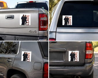 LEAVE Tactical Officer Car Magnet | Bold Political Statement Vehicle Decal