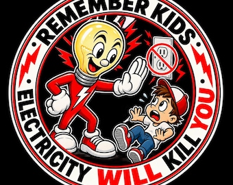 Electricity Warning Sticker Vintage Electric Safety Sticker Funny Retro Kids Danger Decal Wall Outlet Sticker