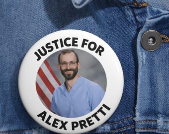 Pin "Justicia para Alex Pretti", accesorio de activismo, material de protesta política