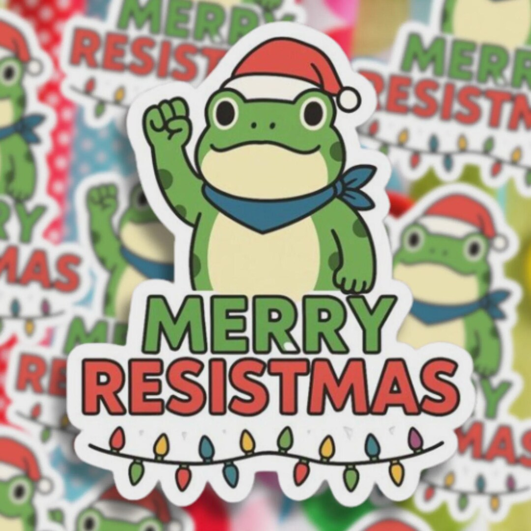 Resistmas Rabbit Merry Resistmas Sticker | Funny Political Frog Christmas Decal - Etsy