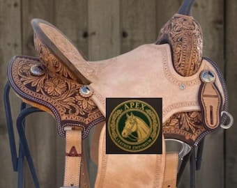 Horse Tack - Support Western Silver Show en cuir et tige en