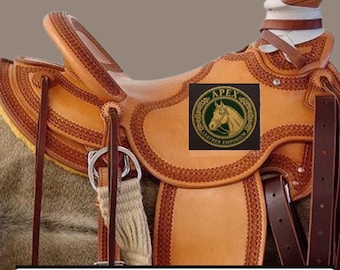 Western Wade Tree A Fork Hand Tolled Roping Arbeitssattel mit passendem Halfter, Brustplatte, Umfang und Zügelgröße 10 "bis 18" Zoll.