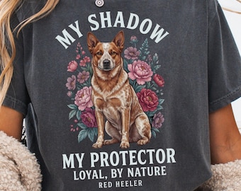 Vintage Floral Red Heeler Graphic T-Shirt, Rustic Cattle Dog with Flowers Comfort Colors Tee, Heeler Mama Gift, Dog Lover T Shirts