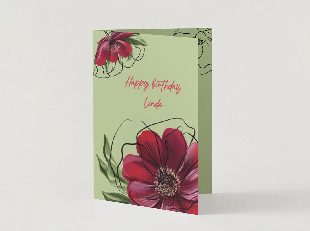 Floral Birthday Card Template | Editable Canva Birthday Card | 5x7 ...