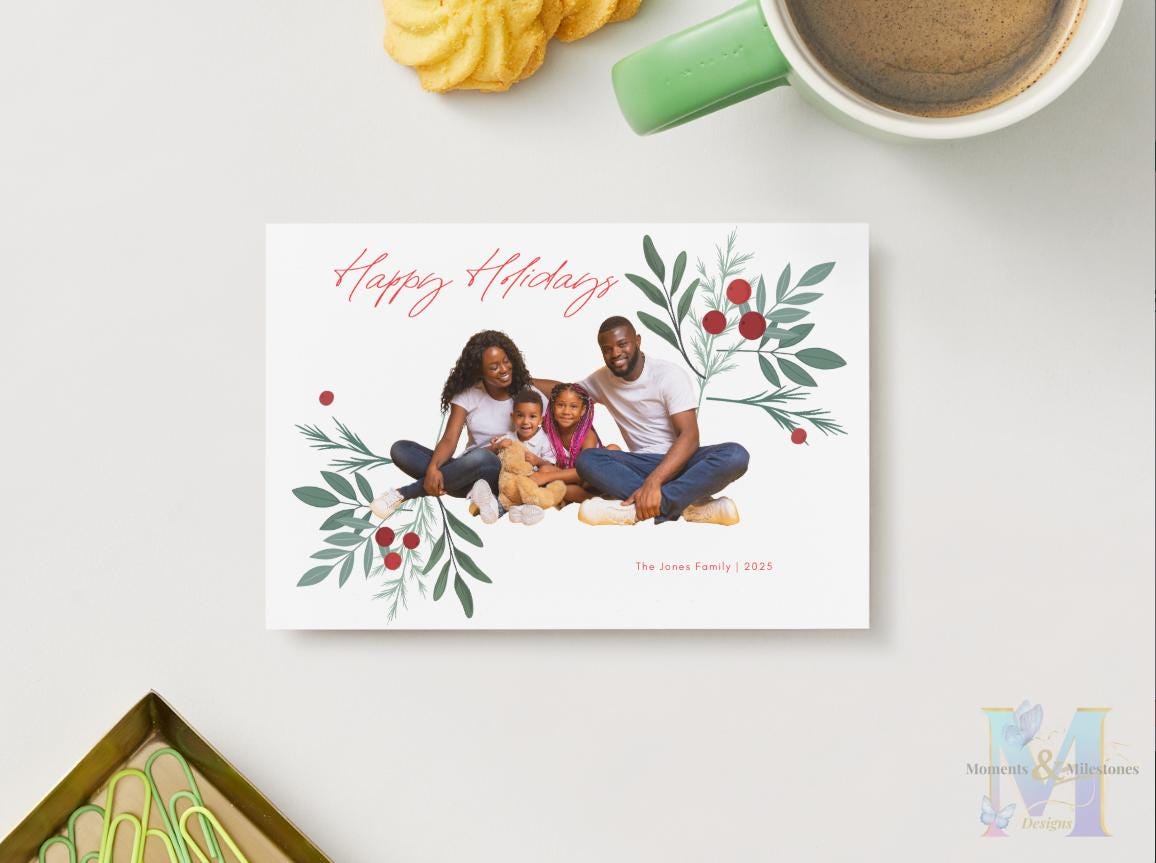 Editable Family Photo Christmas Card Canva Template (digital Download ...