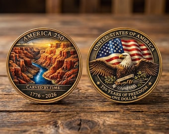 Carved by Time America 250th Anniversary Coin, 1776-2026 Grand Canyon National Park Coin, 250 Years of Freedom Nature Gift