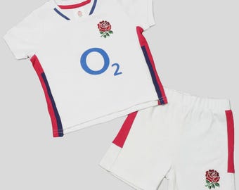England Rugby Baby Kit: Official Cotton Shirt & Shorts Set