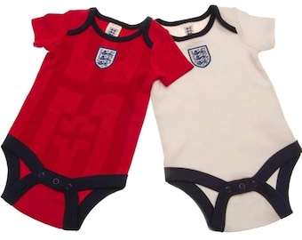 England Fa Baby Vests x 2 Pack home & Away Football Kit Cotton Gift