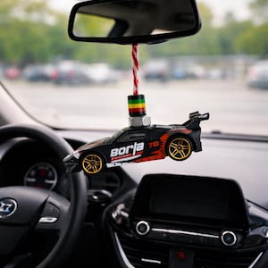 Racing Style Diecast Car Ornament – Mini Hanging Rearview Mirror Decor
