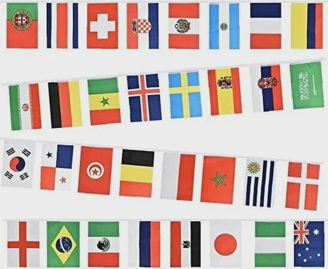 International Fabric Bunting 32 World Flags 9