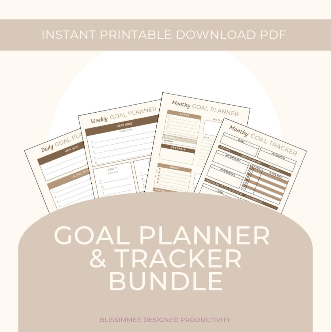 Minimalist Goal Planner Printable PDF Digital Goal Tracker US Letter ...