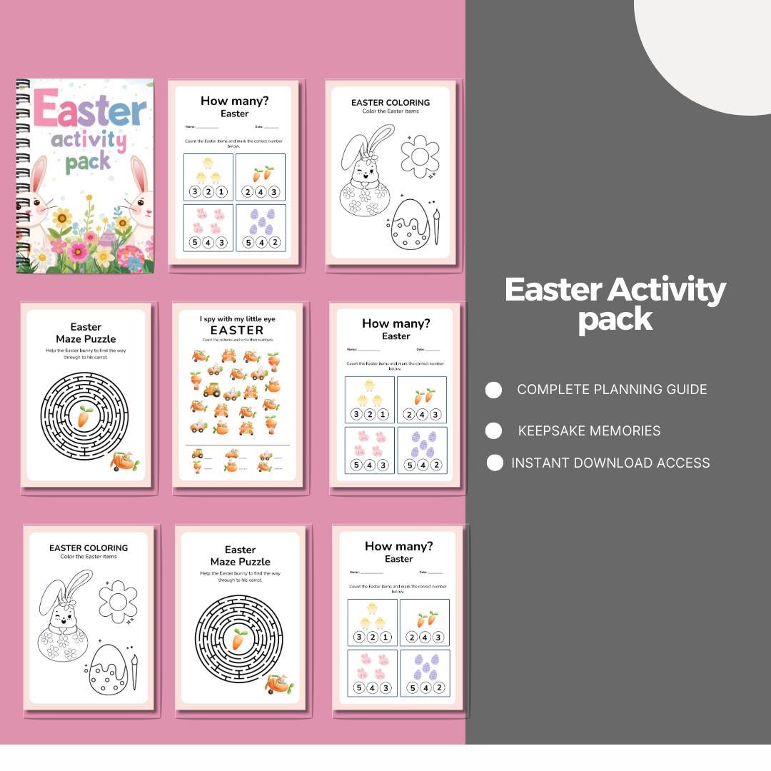 Easter Activity Pack Printable Kids Easter Games Coloring Sheets ...