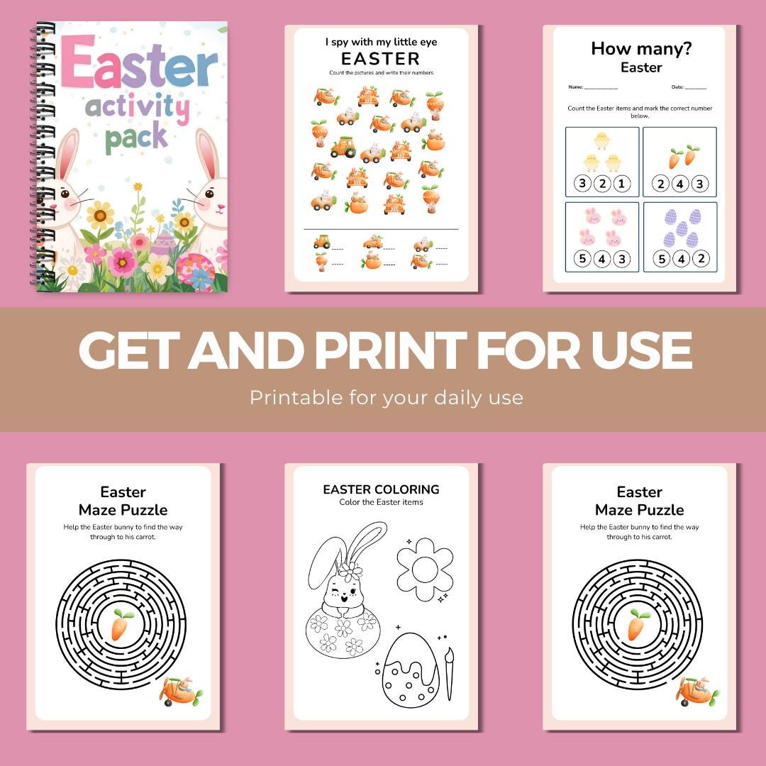 Easter Activity Pack Printable Kids Easter Games Coloring Sheets ...