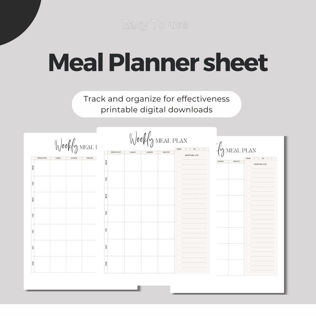 Weekly Meal Planner Printable | Minimalist Kitchen Organizer (PDF ...