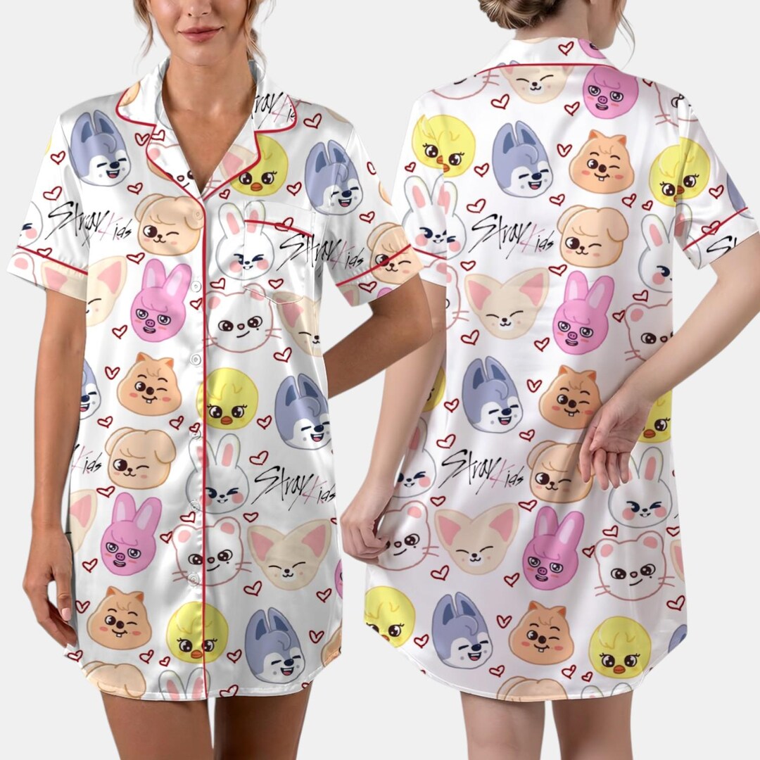 Skzcode Pajamas Stray Kids Skzoo Pajama Dress, Wolfchan Bbokari Hanquokka Jiniret ...