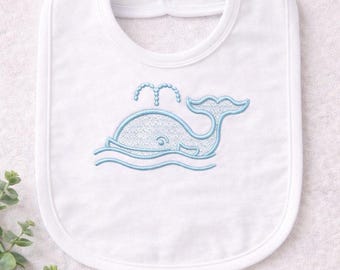 Embroidered Baby Whale Bib