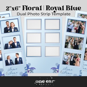 Floral - Royal Blue - 2&quot;x6&quot; Dual Photo Booth Strip Template