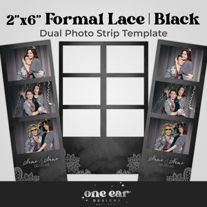 Formal Lace - Black - 2&quot;x6&quot; Dual Photo Booth Strip Template