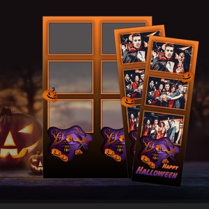 Print-Strip-Vorlage | Fotostand Karte | Fotostreifen Karte | Halloween-Geburtstag | Gruseliges Halloween