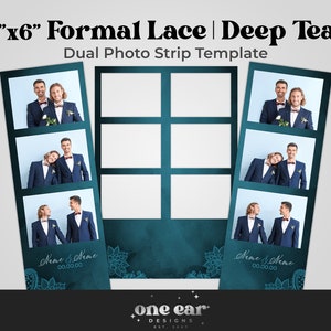 Formal Lace - Deep Teal - 2&quot;x6&quot; Dual Photo Booth Strip Template