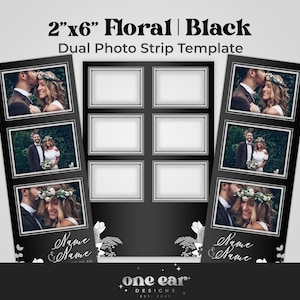 Floral - Black - 2&quot;x6&quot; Dual Photo Booth Strip Template