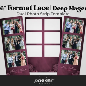 Formal Lace - Deep Magenta - 2&quot;x6&quot; Dual Photo Booth Strip Template