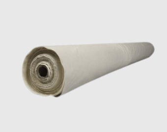 May include: A roll of off-white canvas fabric. The fabric is tightly rolled, showing the inner layers at the open end. The roll is positioned diagonally against a plain, light background. The canvas appears to be a natural, unbleached colour.
