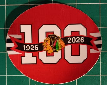 Chicago Blackhawks 100 Year Anniversary 4" Oval All Weather Decal