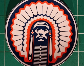 University of Illinois Chief Illiniwek 4" All Weather Vinyl Decal