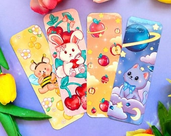 Kawaii bear, cat bunny bookmark  | Books , Laminated Bookmarks, Bookworm, Reading