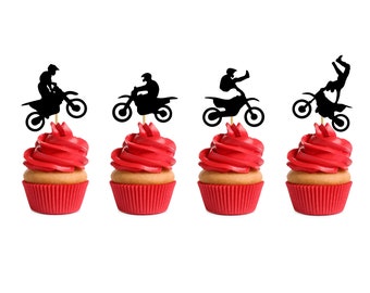 Dirt Bike Cupcake Toppers . Dirt Bike Birthday Cake . Motocross Birthday Decorations . Motorcross . Biker Birthday