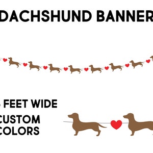 Guirnalda de perro salchicha. Pancarta de perro salchicha. Decoración para fiesta de doxie. Fiesta de cumpleaños de perro salchicha. Pancarta de perro salchicha. Pancarta de cumpleaños de perro personalizada.