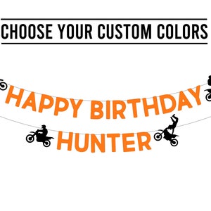 Custom Dirt Bike Birthday Banner . Dirt Bike Happy Birthday . Biker Birthday . Motocross Birthday Decorations . Dirt Bike Garland image 2